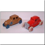 Tootsietoy Coupe (left) with slush cast copy by Pressman (centre) and unknown diecast copy (right)