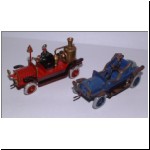 Plank Two-seater Tourer (replaced wheels) and Fire Pumper